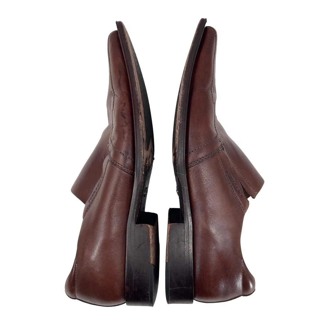Ferracini Mens 7 Brown Leather Shoes Square Toe Beatnik Revival Retrocore Brazil